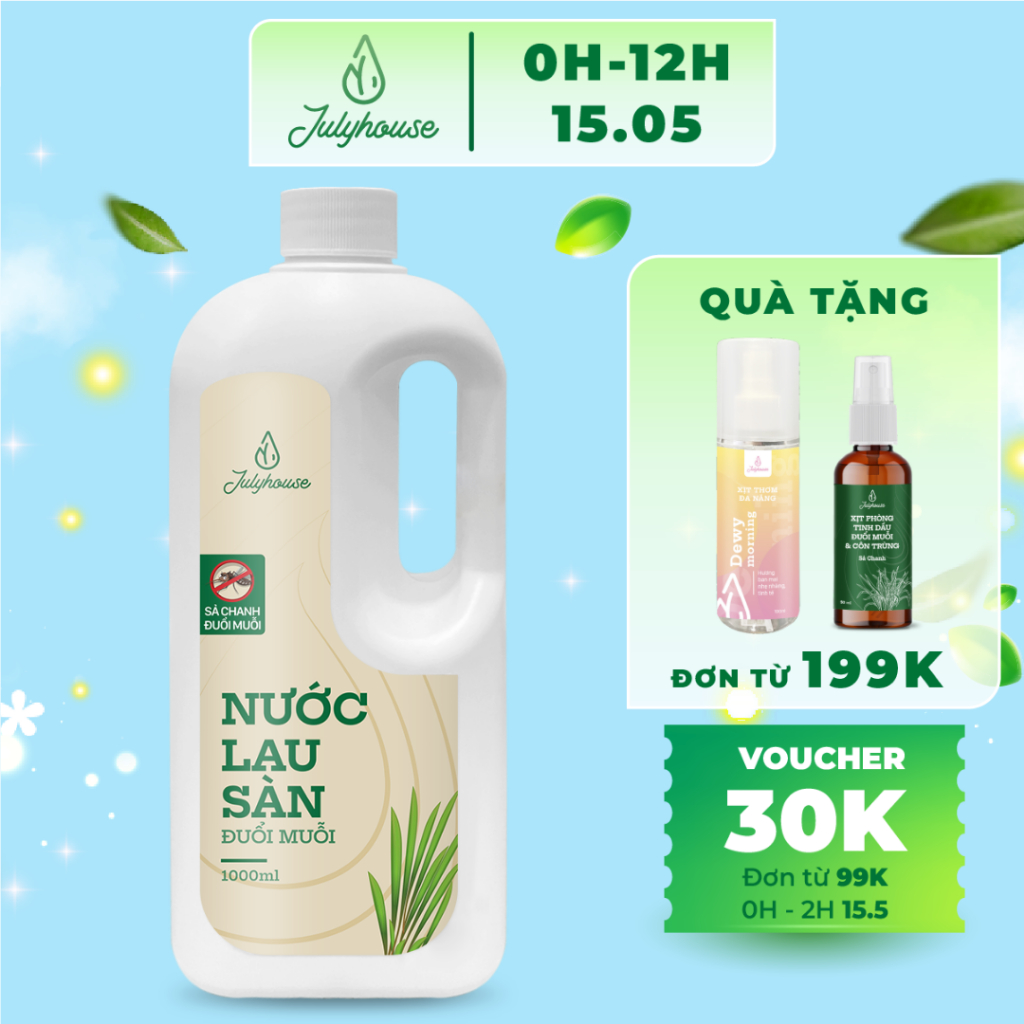 Ảnh Nước lau sàn nhà tinh dầu Sả Chanh thơm thư giãn như spa 1000ml JULYHOUSE 1