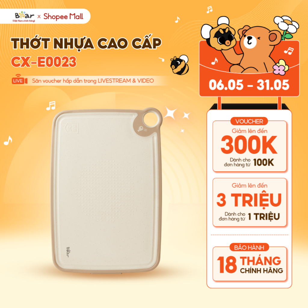 Ảnh Thớt Bear Cao Cấp Chống Khuẩn Chất Liệu An Toàn Bề Mặt Chống Trượt Dễ Vệ Sinh Dùng Nhà Bếp CX-E0023 1