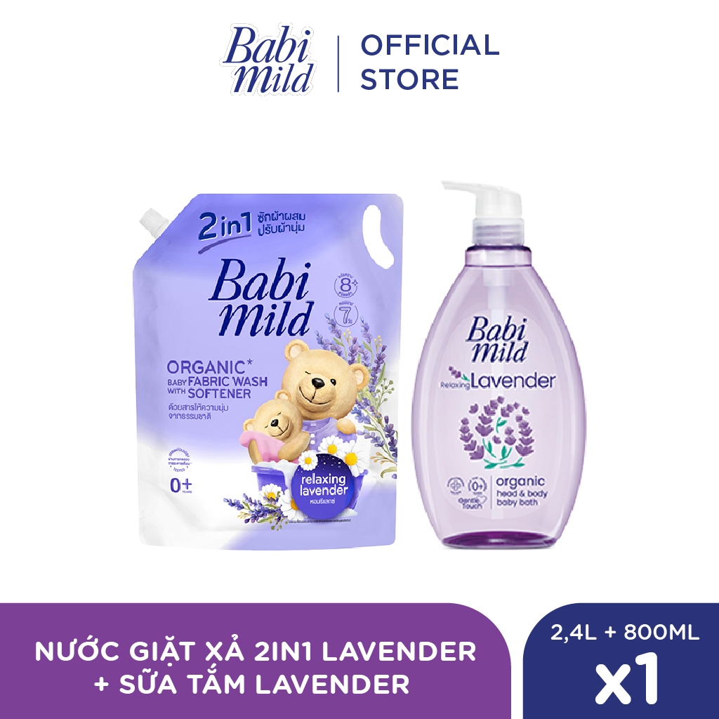 Combo Nước Giặt Xả Cho Bé Sakura 2.4L + Sữa Tắm Gội Trẻ Em 800ml - Babi Mild