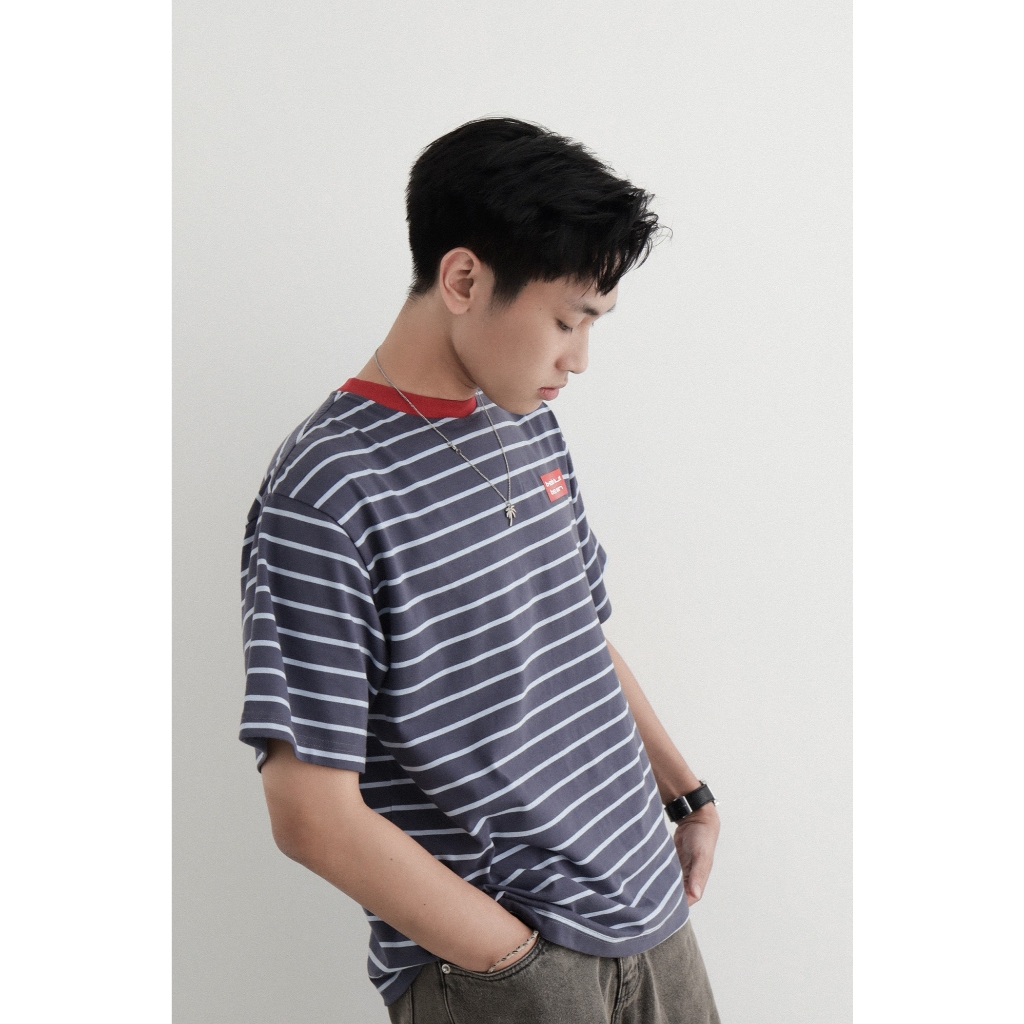 Bside - Áo thun sọc phối cổ đỏ classic fit tee Cotton 250gsm B001 | BigBuy360 - bigbuy360.vn