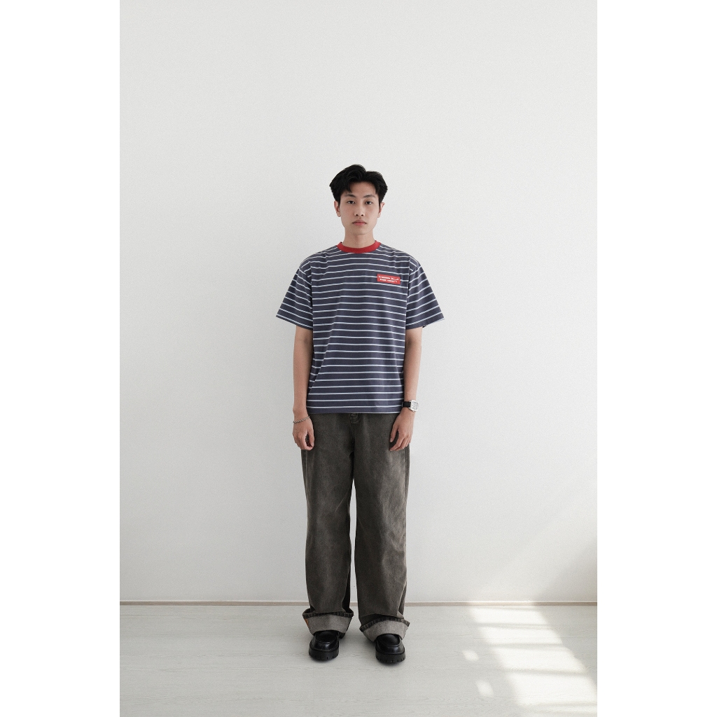 Bside - Áo thun sọc phối cổ đỏ classic fit tee Cotton 250gsm B001 | BigBuy360 - bigbuy360.vn