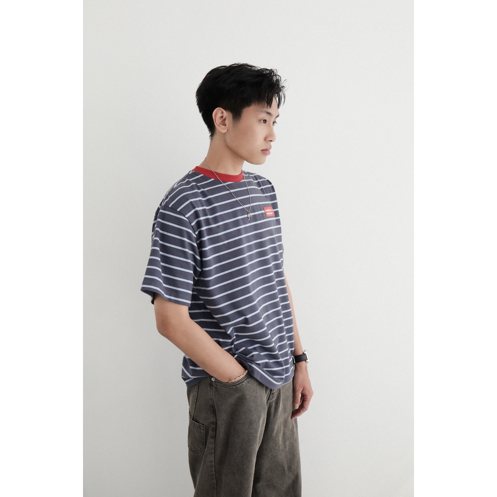 Bside - Áo thun sọc phối cổ đỏ classic fit tee Cotton 250gsm B001 | BigBuy360 - bigbuy360.vn