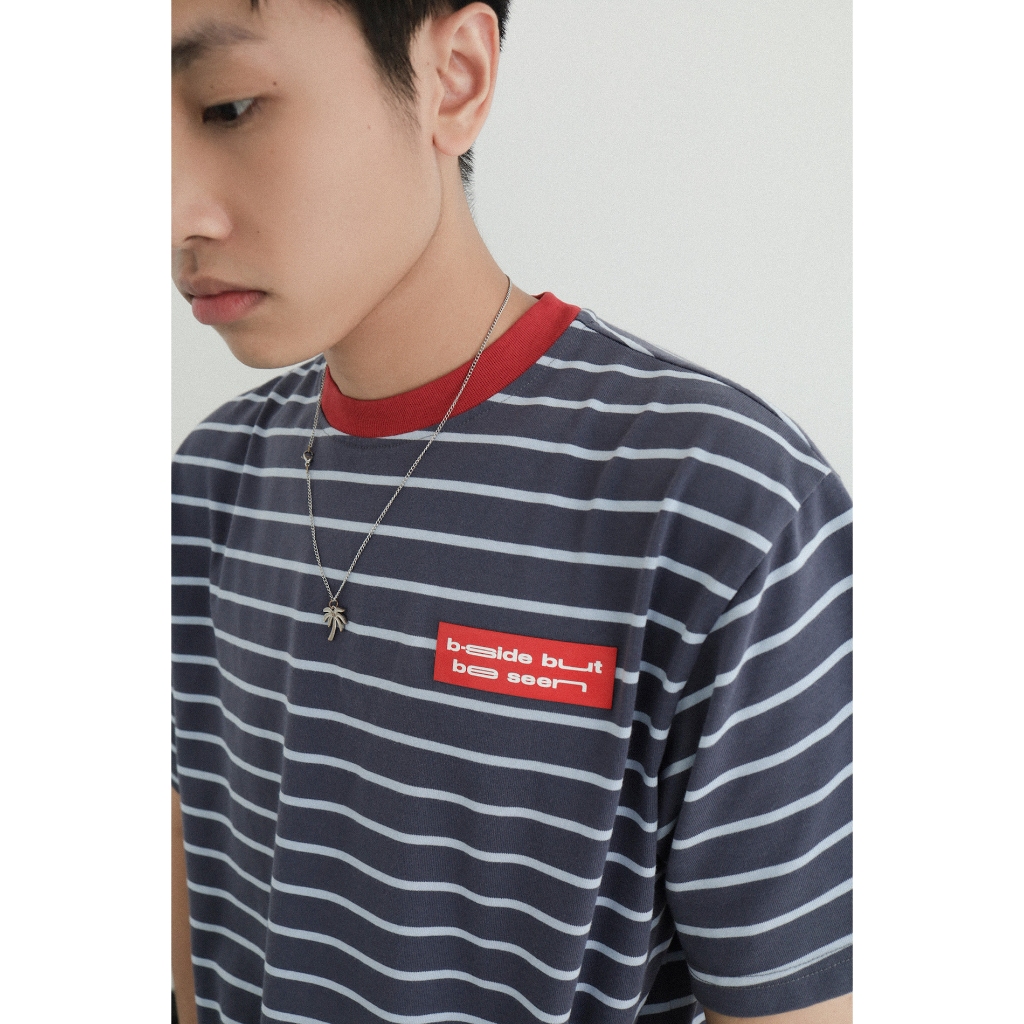 Bside - Áo thun sọc phối cổ đỏ classic fit tee Cotton 250gsm B001 | BigBuy360 - bigbuy360.vn