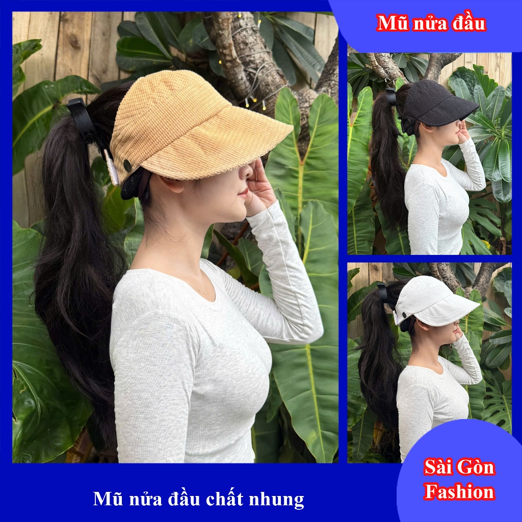 Mũ Chống nắng nữa đầu Hàn Quốc | Nón Vành rộng có móc đeo khẩu trang dành cho Nữ