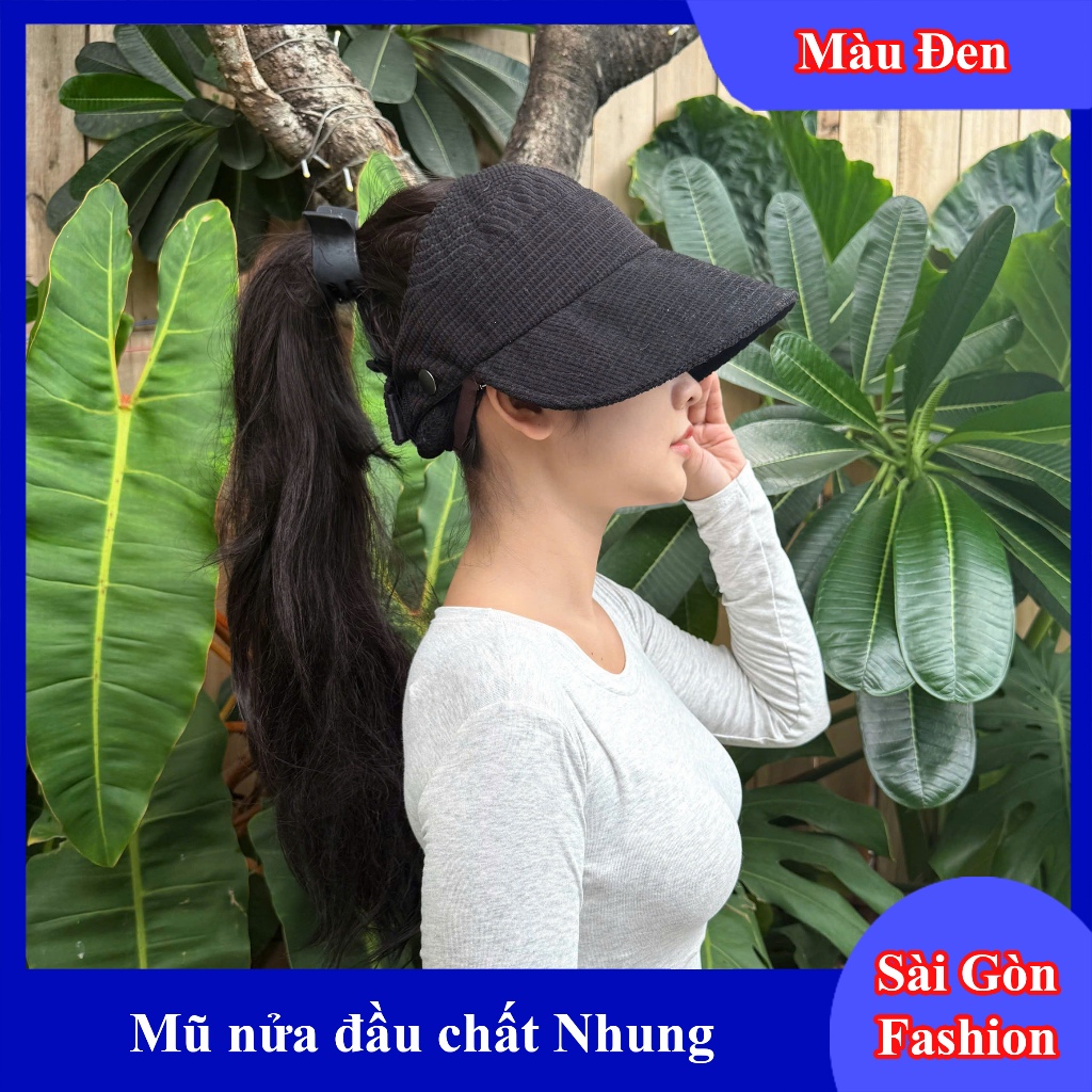 Mũ Chống nắng nữa đầu Hàn Quốc | Nón Vành rộng có móc đeo khẩu trang dành cho Nữ