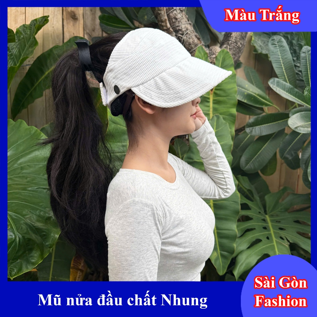 Mũ Chống nắng nữa đầu Hàn Quốc | Nón Vành rộng có móc đeo khẩu trang dành cho Nữ