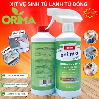 Chai Xịt Vệ Sinh Tủ Lạnh ORIMA 500ml - Công Nghệ Nhật Bản Khử Mùi, Làm Sạch Tủ Lạnh, Lò Vi Sóng Tặng Khăn + Vòi Xịt