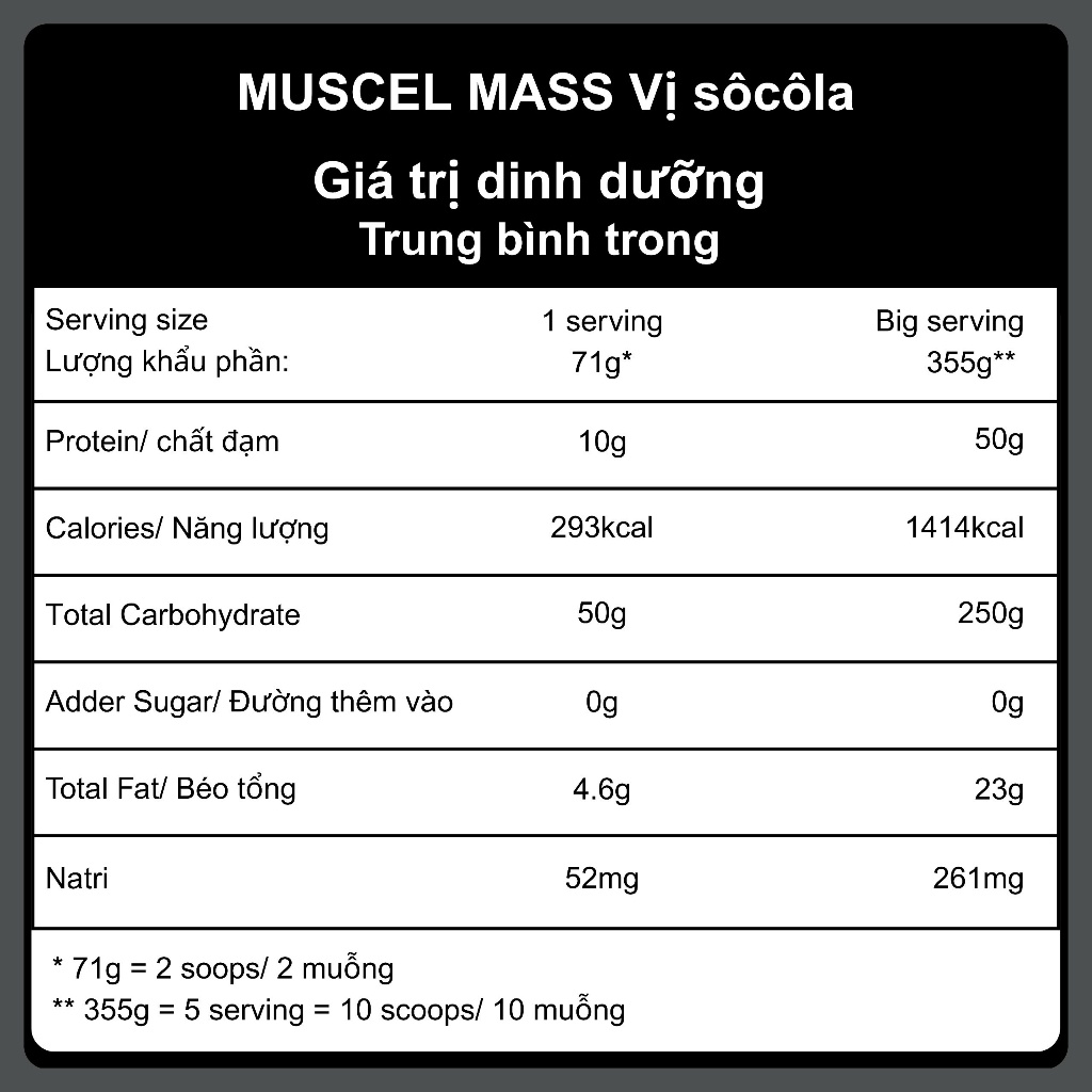 Bột Muscle Mass AFIT Bổ Sung Dinh Dưỡng Hỗ Trợ Tăng Cân Tăng Cơ Cho Người Gầy Hàng Chính Hãng