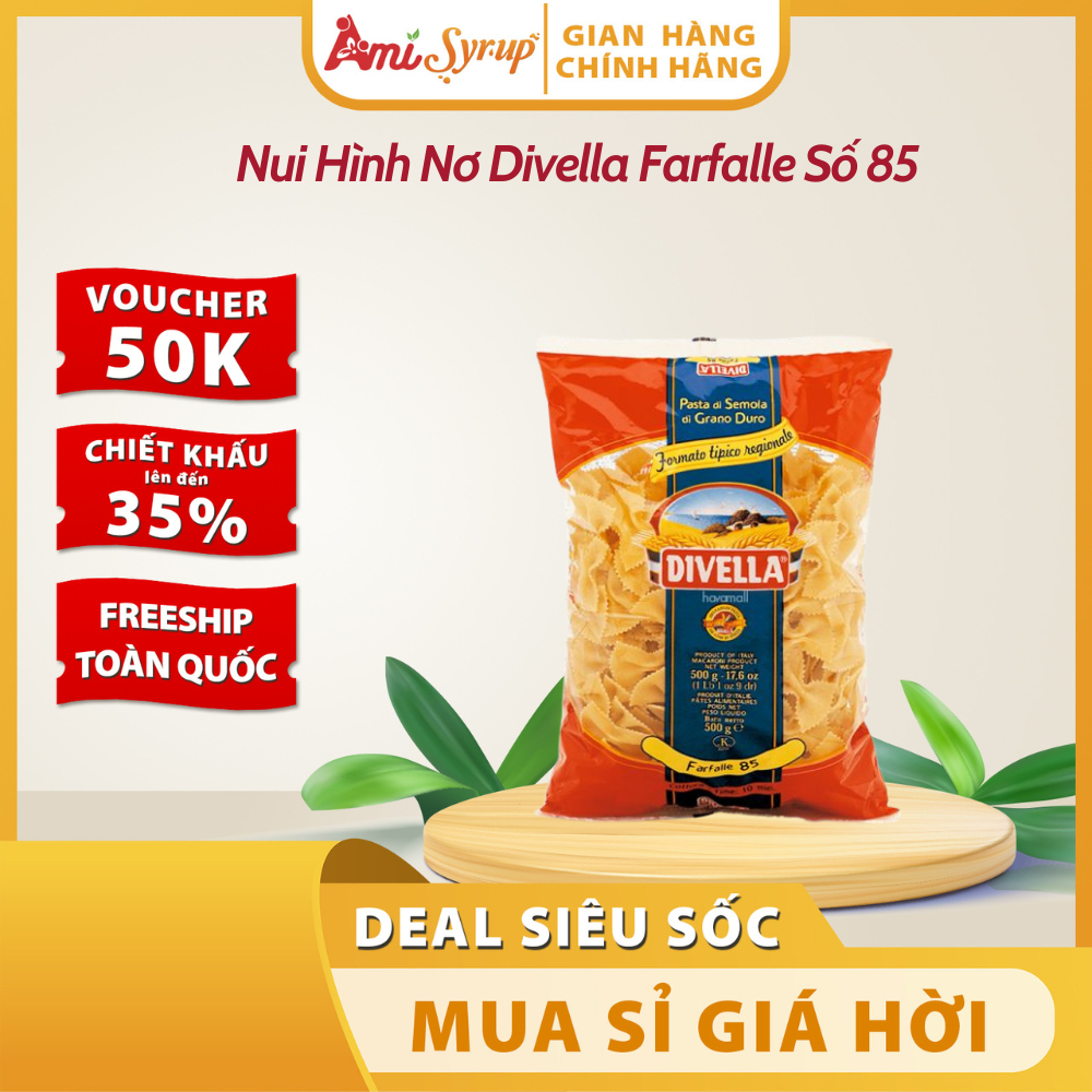 🎀 Nui Hình Nơ Divella Farfalle Số 85 – Gói 500g – Sắc Màu Ẩm Thực Ý