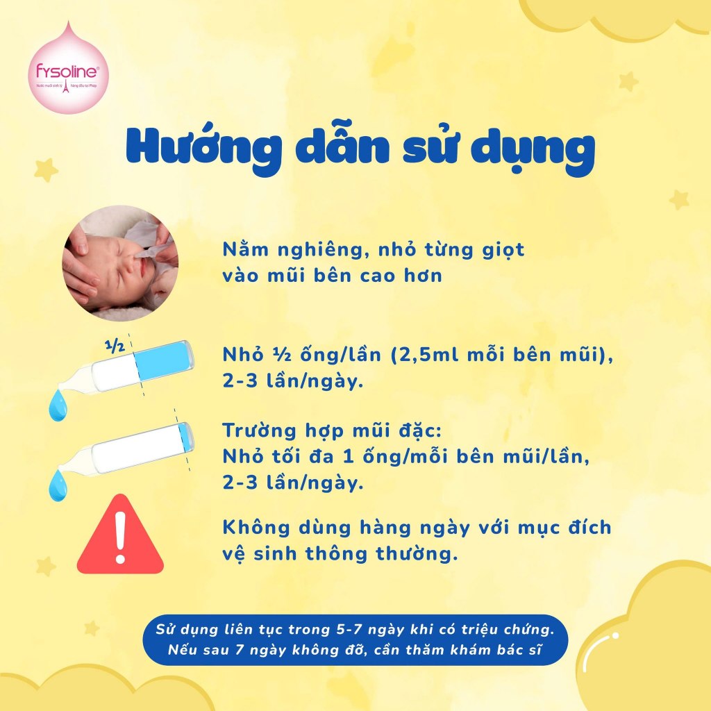 (Date T4.2027) Nước Muối Sinh Lý Kháng Khuẩn Pháp FYSOLINE Hỗ Trợ Giảm Viêm Mũi Hộp 20 Ống x 5ml