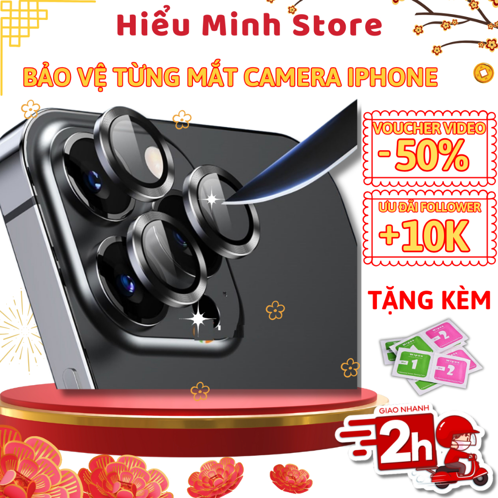 Bộ dán bảo vệ camera iphone KTMStore HM mắt bảo về từng ống kính trong suốt cho ip 11 12 13 15 16 17 Promax , Pro , Air