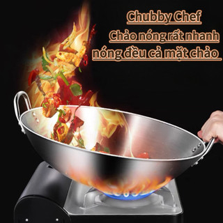 Chảo inox 2 quai sâu lòng Chubby Chef Hàng chính hãng inox cao cấp đường kính 55-100cm phòng bếp nhà hàng
