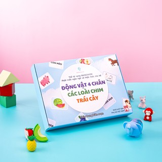 Flashcard tập 3 ( chủ đề động vật 4 chân , các loài chim, trái cây) 40 thẻ + bìa hộp