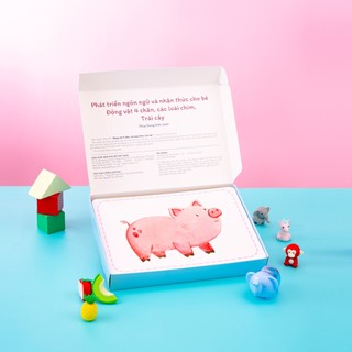 Flashcard tập 3 ( chủ đề động vật 4 chân , các loài chim, trái cây) 40 thẻ + bìa hộp