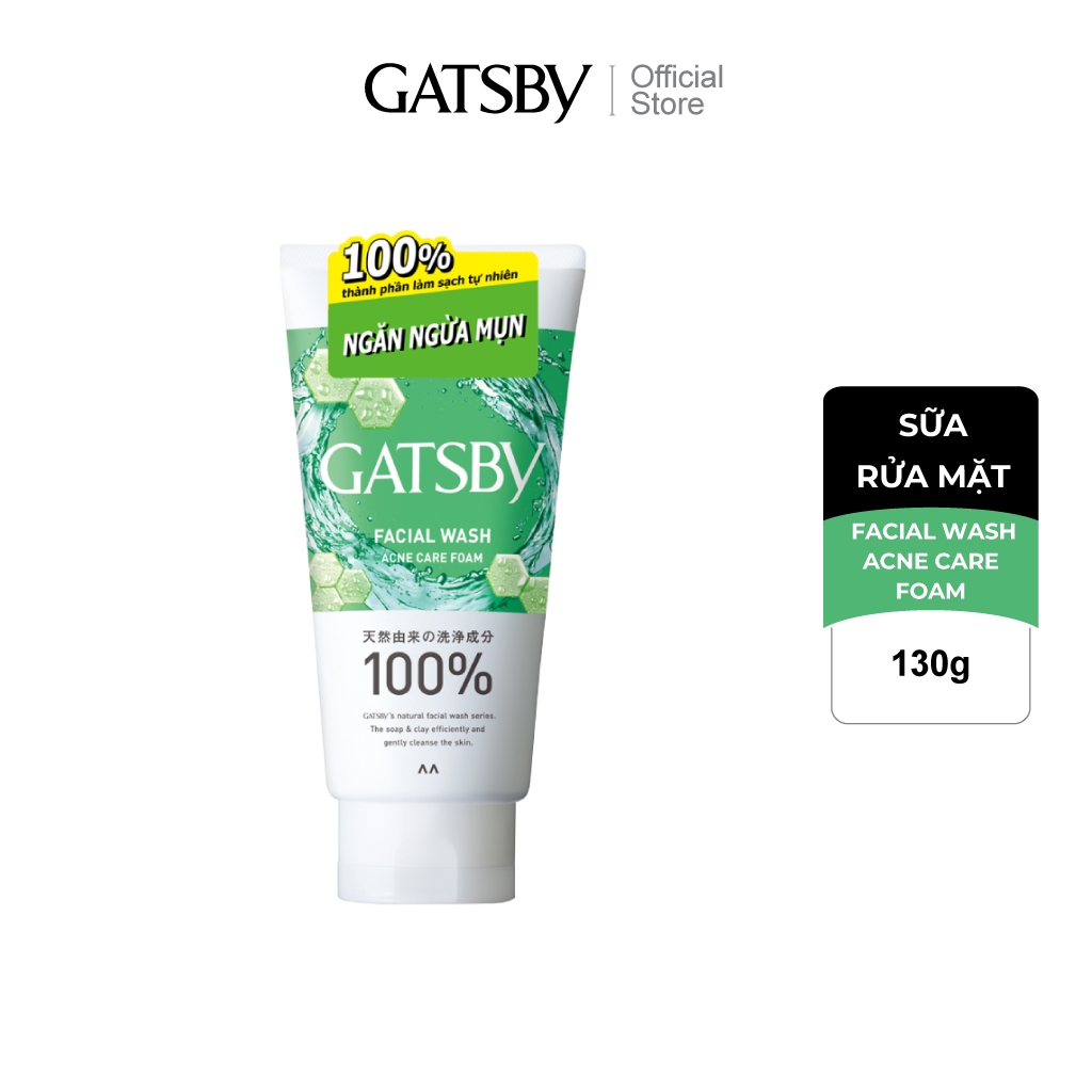 Ảnh Sữa rửa mặt ngăn ngừa mụn GATSBY Facial Wash Acne Care Foam Ap 130g 1
