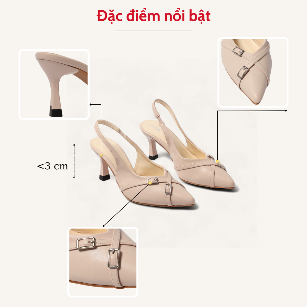 [XẢ KHO] [Form nhỏ] Giày Slingback Gót 7 Phân Phối Khoá Chéo Pixie H395