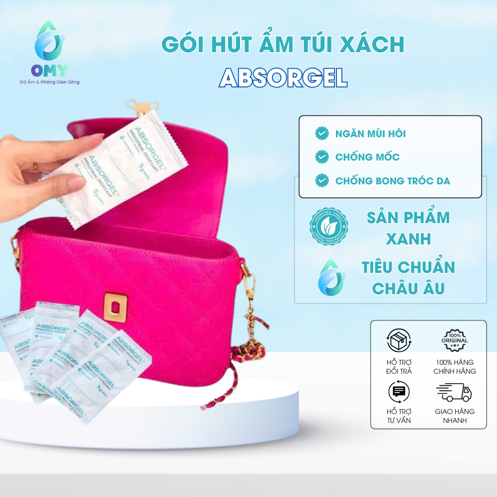 Gói hút ẩm túi xách Absorgel chống được hiện tượng mốc hôi bong tróc da