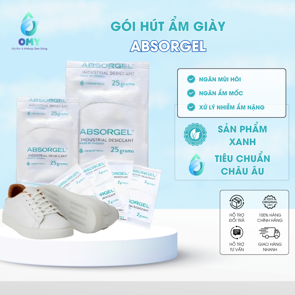 Gói Hút Ẩm Giày Absorgel ngăn ẩm mốc đánh bay mùi hôi phong thấp xử lý nhiễm ẩm nặng 48h