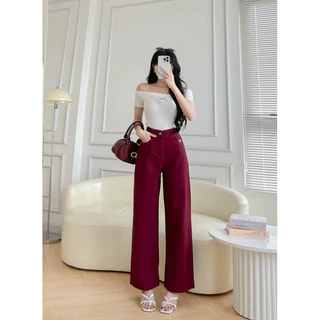 (Nấm Lùn 94cm) Quần Jeans Suông Lưng Cao Thêu Nơ Nhỏ Nhiều Màu <M57 Thảo Xinh Store ms 02