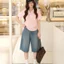 Quần short jean nữ lửng ống rộng lưng cao GILLEE chất liệu vải cao cấp thoáng mát FQJ045