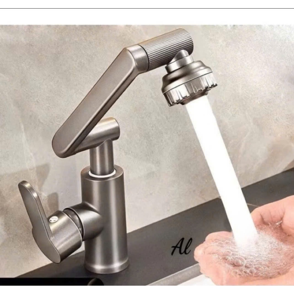 Bộ Vòi Rửa Mặt, Vòi Rửa Tay Lavabo Đầu Xoay 720 Độ Thông Minh Vòi Nước Nóng Lạnh 2 Chế Độ Xả