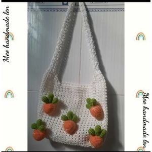 Túi lưới cà rốt đeo chéo M8 - túi lưới đi biển - handmade len - crochet