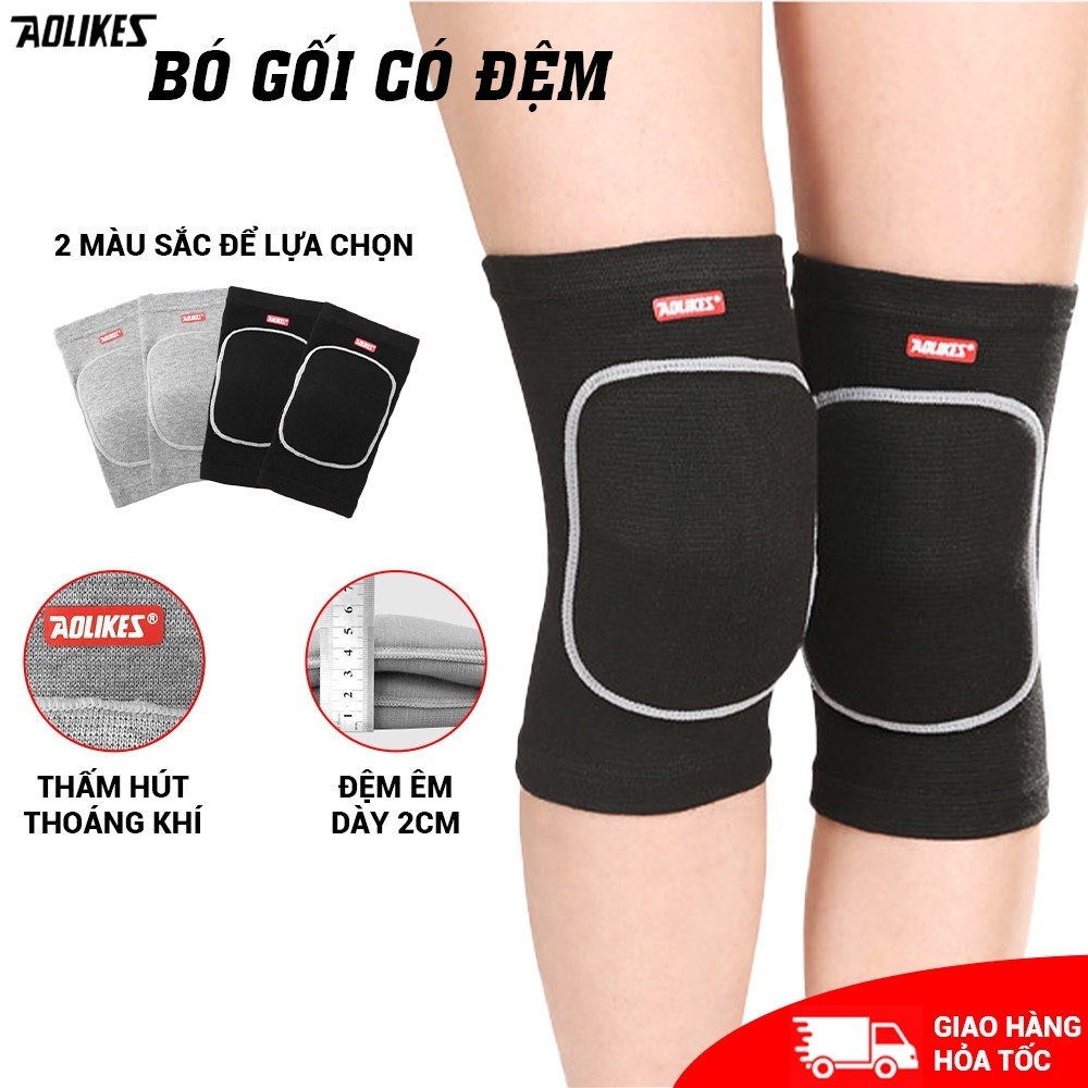 Bó Gối Thun Co Giãn AOLIKES Có Đệm Mút Chống Chấn Thương Gối (1 Cặp) - Phụ kiện thể thao, Băng Gối