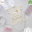 Combo 2-3-5 Bộ quần áo cộc Happy Kids màu kem chất petit quần cạp cao cho bé 0-9m (2.8-8kg)