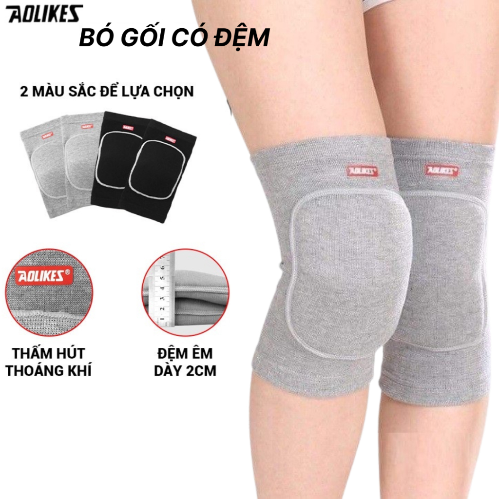 Bó Gối Thun Co Giãn AOLIKES Có Đệm Mút Chống Chấn Thương Gối (1 Cặp) - Phụ kiện thể thao, Băng Gối