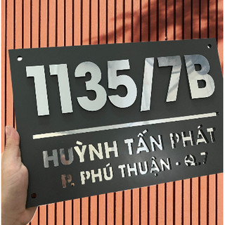 Biển số nhà. Bảng số nhà.Nền alu phũ nhôm xám đậm , số nổi. cao cấp ngoài trời