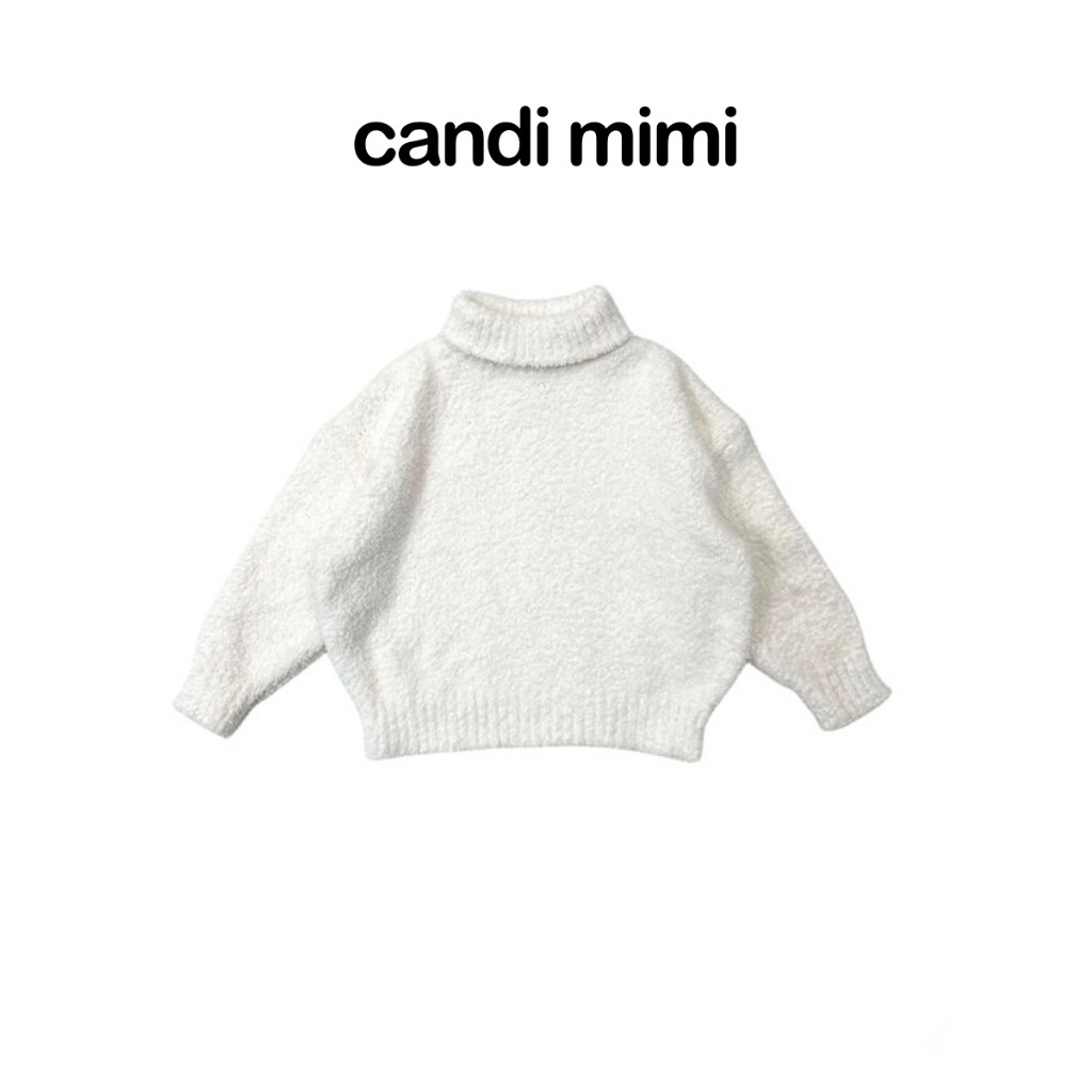 CANDI MIMI Áo len cổ cao sợi bông cao cấp - Phong cách Hàn Quốc