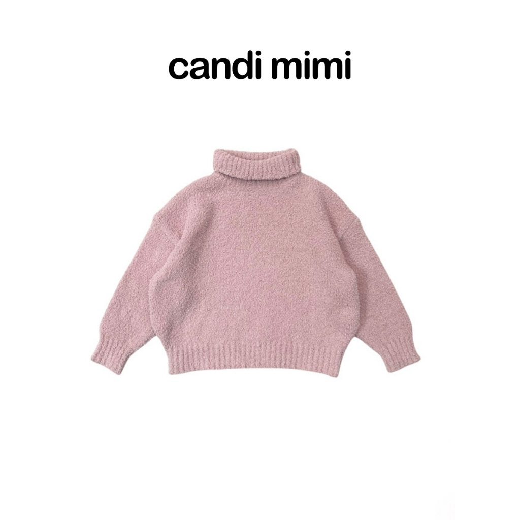 CANDI MIMI Áo len cổ cao sợi bông cao cấp - Phong cách Hàn Quốc