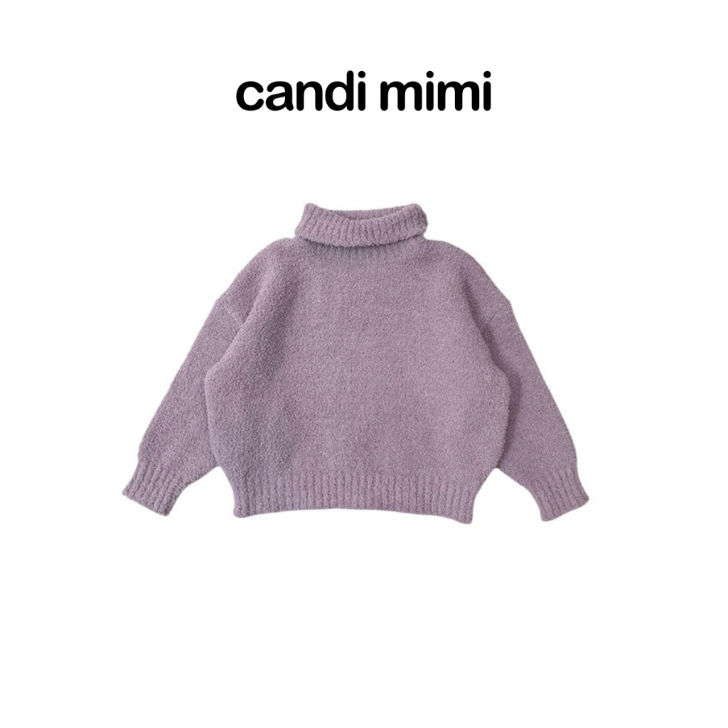 CANDI MIMI Áo len cổ cao sợi bông cao cấp - Phong cách Hàn Quốc