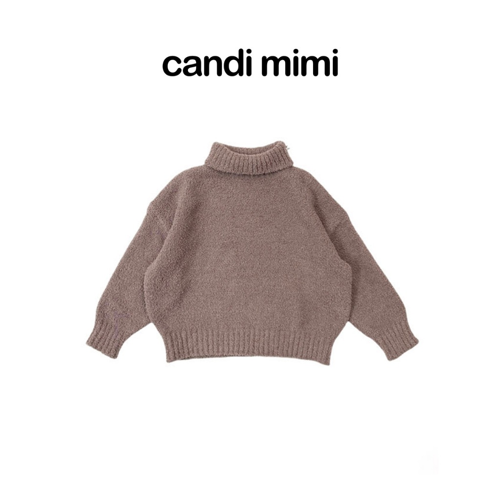 CANDI MIMI Áo len cổ cao sợi bông cao cấp - Phong cách Hàn Quốc