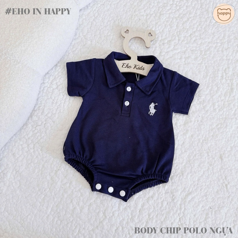 Body Chip Polo Cotton Thêu Ngựa Cho Bé, Bodysuit Cho Bé Trai Bé Gái Size 5-12kg