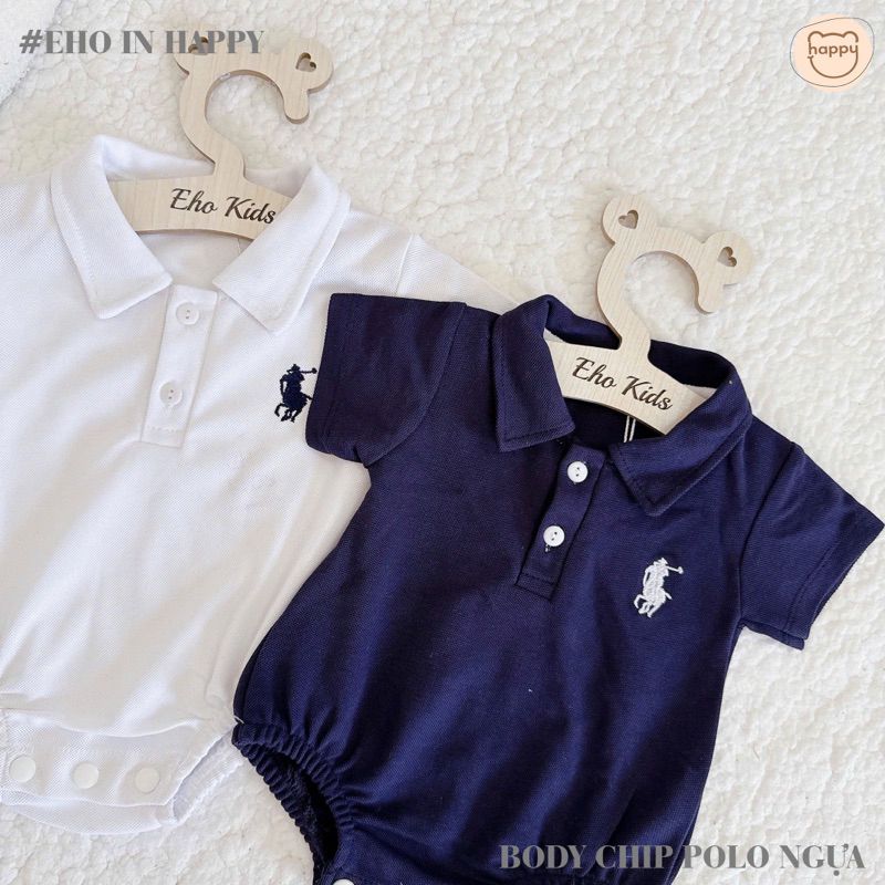 Body Chip Polo Cotton Thêu Ngựa Cho Bé, Bodysuit Cho Bé Trai Bé Gái Size 5-12kg