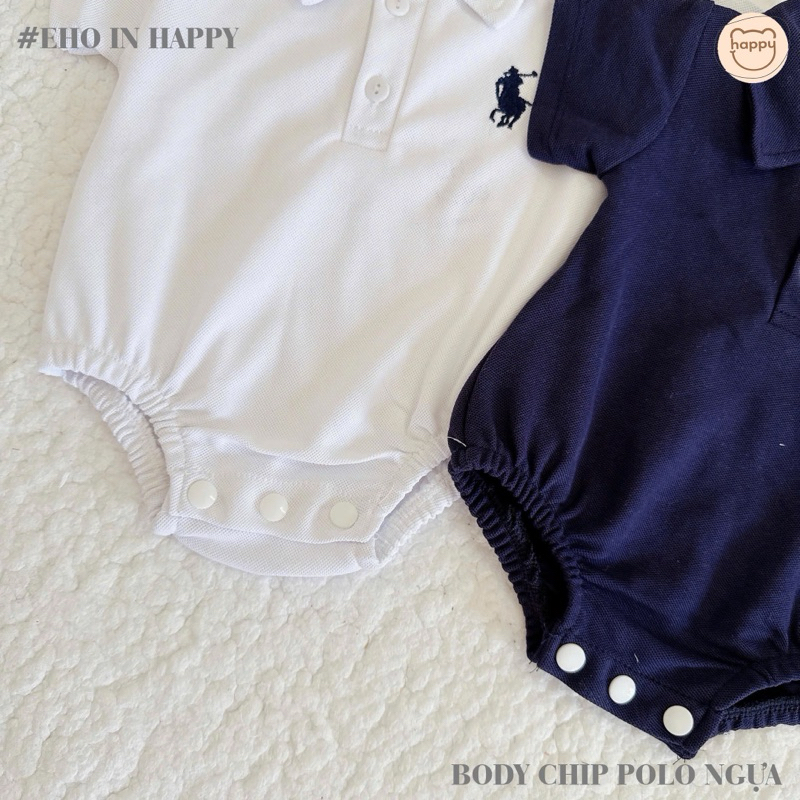 Body Chip Polo Cotton Thêu Ngựa Cho Bé, Bodysuit Cho Bé Trai Bé Gái Size 5-12kg