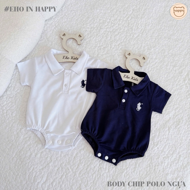 Body Chip Polo Cotton Thêu Ngựa Cho Bé, Bodysuit Cho Bé Trai Bé Gái Size 5-12kg