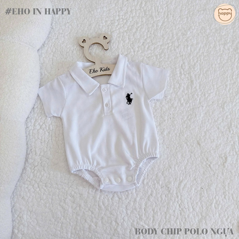 Body Chip Polo Cotton Thêu Ngựa Cho Bé, Bodysuit Cho Bé Trai Bé Gái Size 5-12kg