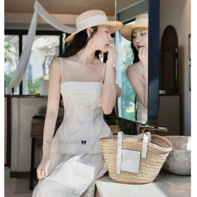 MIU.STUDIO • Đầm 2S phối tơ thiết kế dáng dài mặc đi biển, Váy nữ cúp ngực phối chân xẻ tà tiểu thư