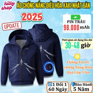 Áo Điều Hòa Gắn Quạt Cao Cấp Siêu Mát Chống Nắng UV Pin 98000mAh, Áo Quạt Mát Mùa Hè