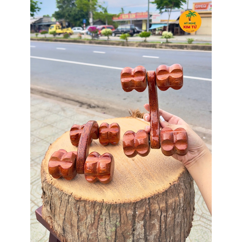 Cây Lăn Massage 4 Bánh Gỗ Dừa Cầm Tay Lăn Gọn Nhẹ & Dễ Dùng, Giúp Giảm Đau Mỏi Cơ Toàn Thân, Thư Giãn Tại Nhà - KIM TỨ