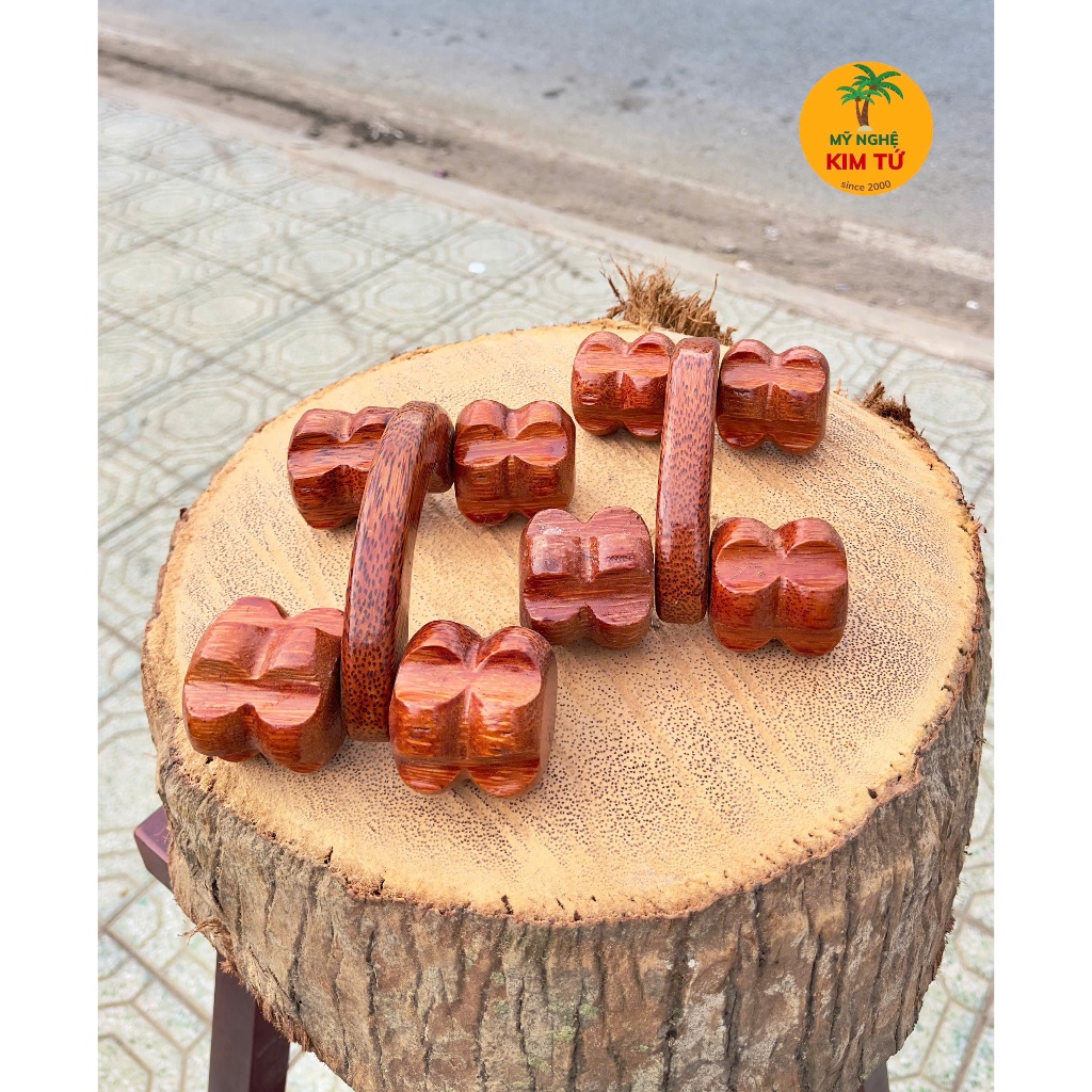 Cây Lăn Massage 4 Bánh Gỗ Dừa Cầm Tay Lăn Gọn Nhẹ & Dễ Dùng, Giúp Giảm Đau Mỏi Cơ Toàn Thân, Thư Giãn Tại Nhà - KIM TỨ