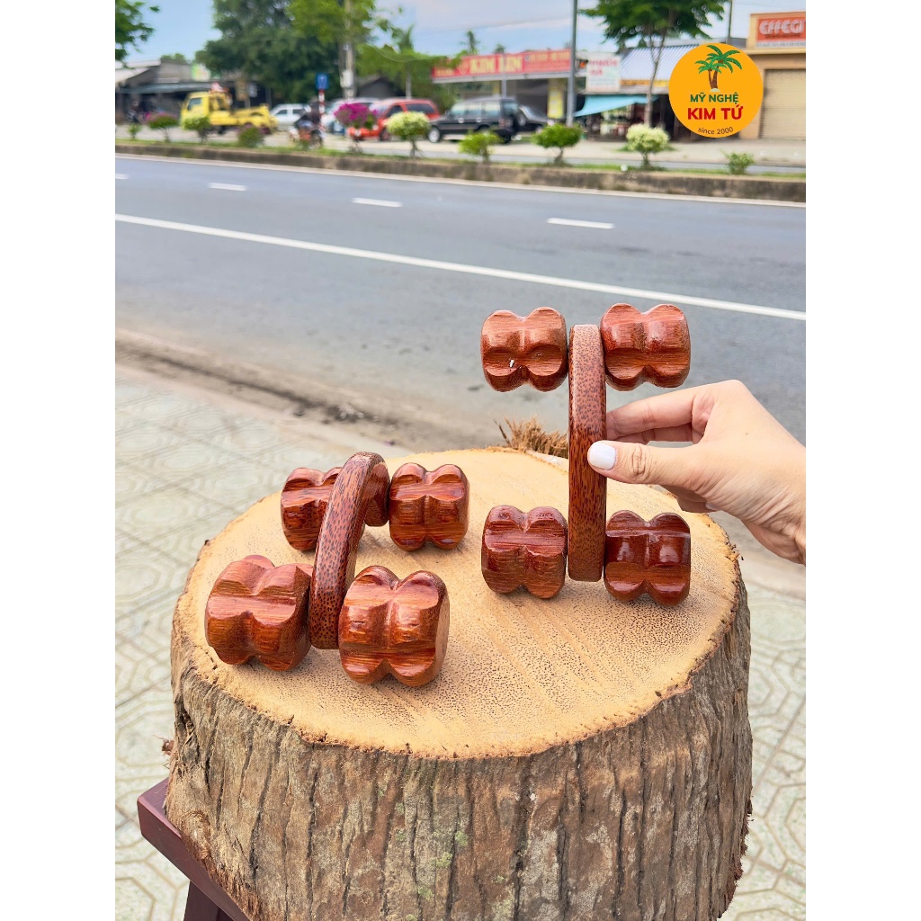 Cây Lăn Massage 4 Bánh Gỗ Dừa Cầm Tay Lăn Gọn Nhẹ & Dễ Dùng, Giúp Giảm Đau Mỏi Cơ Toàn Thân, Thư Giãn Tại Nhà - KIM TỨ