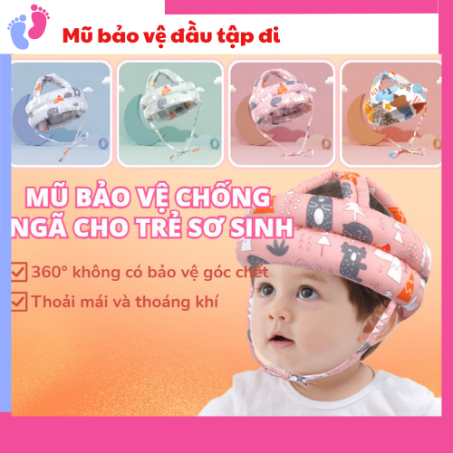 Mũ bảo vệ cho bé tập đi bảo vệ an toàn vùng đầu và gáy cho bé saubabi