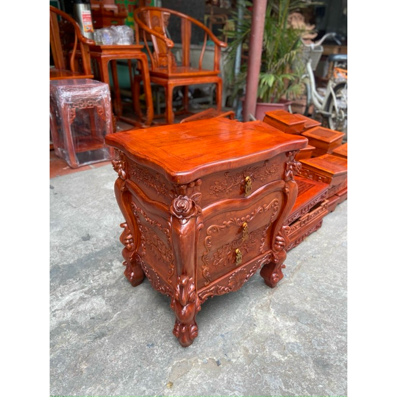 tủ táp hoa hồng kê đầu giường mặt 45x55 cao 65 gỗ hương đá