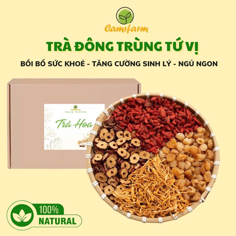 Ảnh Trà đông trùng hạ thảo long nhãn tứ vị Camifarm đẹp da, bồi bổ sức khỏe, tăng cường sinh lý, dễ ngủ 1