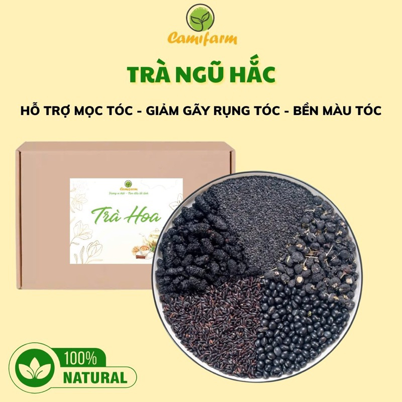 Ảnh Trà ngũ hắc Camifarm hỗ trợ mọc tóc nhanh, chắc khỏe, giảm gãy rụng tóc, giúp tóc bền màu 1