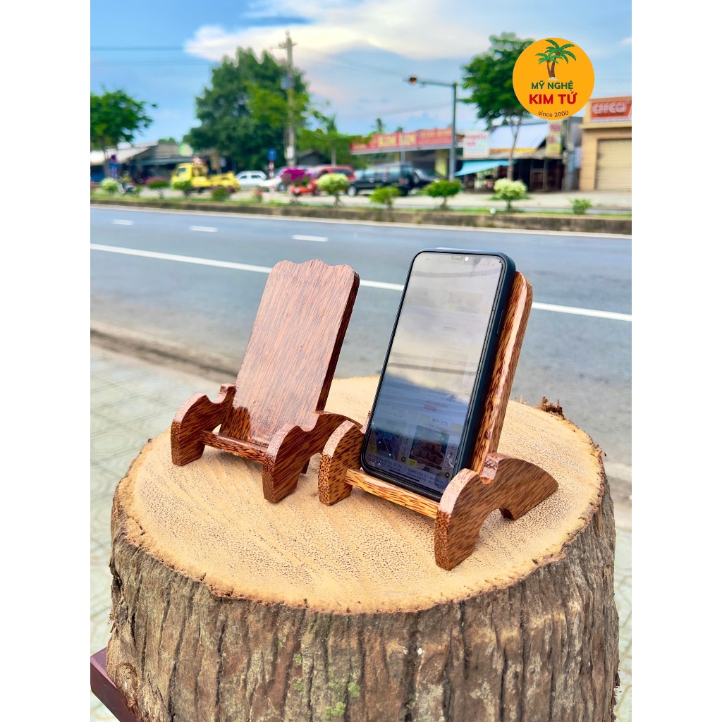 Giá Đỡ Điện Thoại Gỗ Dừa Thiết Kế Độc Đáo, Nhỏ Gọn, Tiện Ích Văn Phòng, Trang Trí Bàn Làm Việc Sang Trọng - KIM TỨ