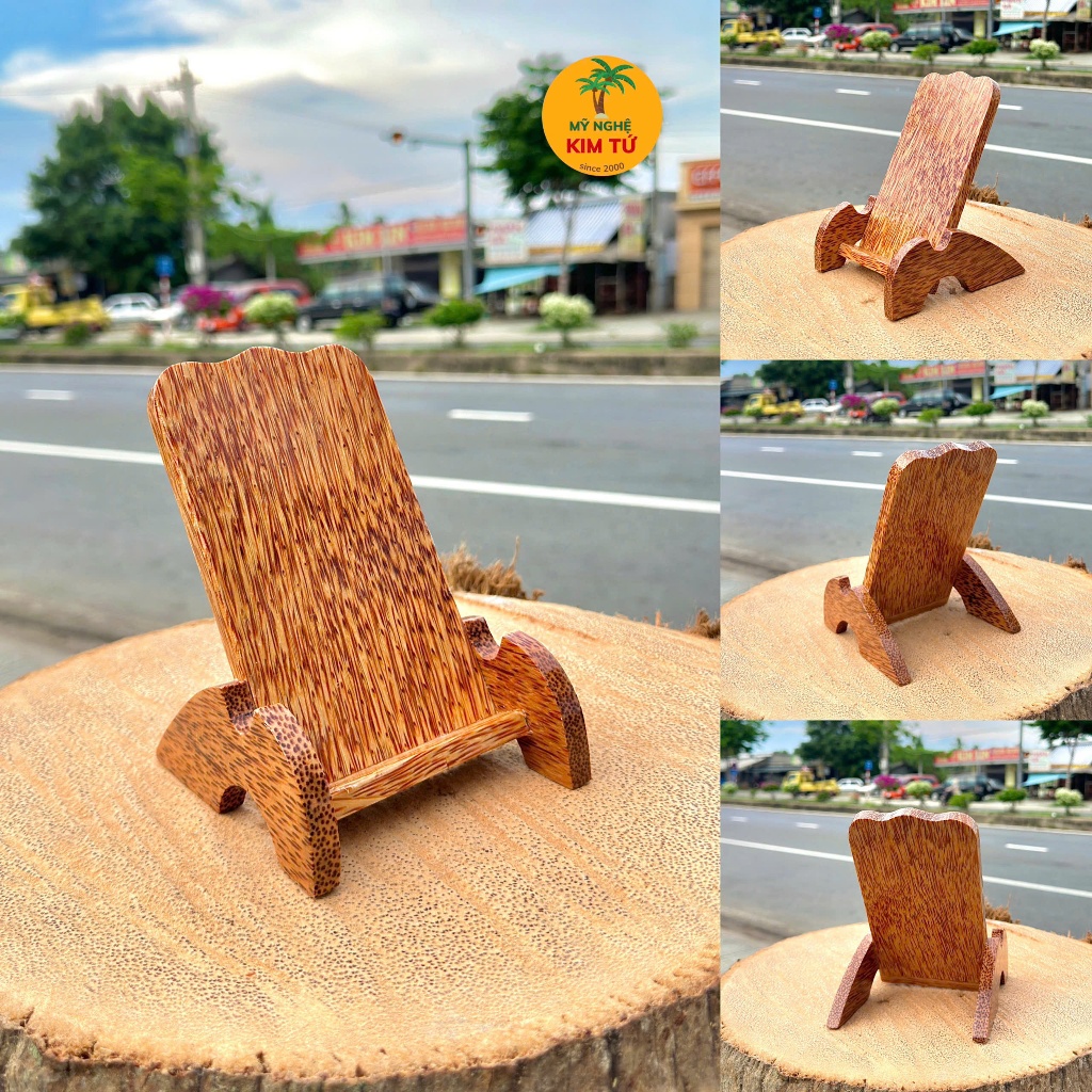 Giá Đỡ Điện Thoại Gỗ Dừa Thiết Kế Độc Đáo, Nhỏ Gọn, Tiện Ích Văn Phòng, Trang Trí Bàn Làm Việc Sang Trọng - KIM TỨ